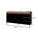 Ver imagem 5 de Gabinete Cozinha 3 Portas e 3 Gavetas Armário 174cm Multiuso:Preto/Preto