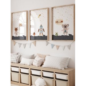 Kit 3 Quadros Decorativos Infantil Astronauta Espaço No1