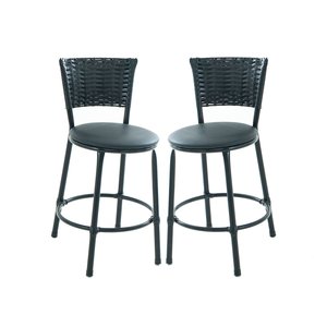 Kit 2 Banquetas Baixa de Cozinha Encosto Junco