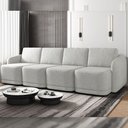 Ver imagem 1 de Sofá Cama Modulado Retrátil e Reclinável Decorativo Varsóvia 356cm Linho Cinza G33 - Gran Belo
