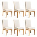 Ver imagem 1 de Kit 6 Cadeiras de Jantar Brisa Suede Bege Base de Madeira - Pallazio