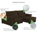 Ver imagem 6 de Sofá Retrátil e Reclinável 2,40m Clara | Conforto Premium e Design Elegante Marrom