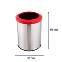 Ver imagem 2 de Lixeira Redonda Inox 30 Litros Com Aro Plástico Reciclável - Vermelho