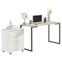 Ver imagem 2 de Conjunto Escritório Home Office com Mesa Industrial + Gaveteiro Branco/cinza Madesa