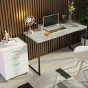 Ver imagem 6 de Conjunto Escritório Home Office com Mesa Industrial + Gaveteiro Branco/cinza Madesa