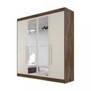 Ver imagem 2 de Guarda Roupa Solteiro com Espelho 4 Portas 3 Gavetas - Nantes-braúna/off White - Móveis Europa