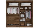 Ver imagem 3 de Guarda Roupa Solteiro com Espelho 4 Portas 3 Gavetas - Nantes-braúna/off White - Móveis Europa