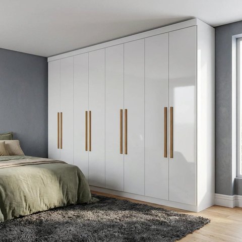 Guarda-Roupa de Casal 8 Portas 4 Gavetas Branco Paris