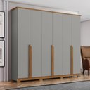 Ver imagem 4 de Guarda Roupa Casal 6 Portas 235 Cm Andreas Cinza Nature Henn