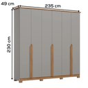 Ver imagem 3 de Guarda Roupa Casal 6 Portas 235 Cm Andreas Cinza Nature Henn