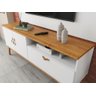 Rack + Painel Si 1.60m Estilo Retrô para Tv até 60'' Cor Branco / Cinamomo - 4