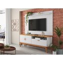 Ver imagem 1 de Rack + Painel Si 1.60m Estilo Retrô para Tv até 60'' Cor Branco / Cinamomo