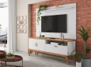 Ver imagem 1 de Rack + Painel Si 1.60m Estilo Retrô para Tv até 60'' Cor Branco / Cinamomo