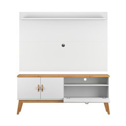 Rack + Painel Si 1.60m Estilo Retrô para Tv até 60'' Cor Branco / Cinamomo - 2