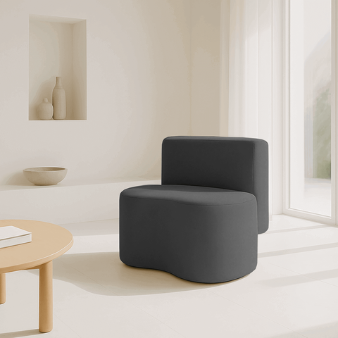 Puff Feijão Curvo Orgânico Redondo com Encosto Sala Resistente Confortável Suede