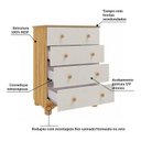 Ver imagem 4 de Cômoda Bebê 4 Gavetas 100% MDF Mimo Espresso Móveis Bege/Amêndoa/Off White