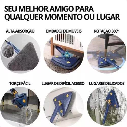 Esfregão Triangular Rodo Limpador Giratório Mop Limpeza 360 - 3