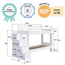 Ver imagem 5 de Beliche Infantil para Quarto com Escadas e Estante 143cm MDP Branco Solteiro Completa Móveis