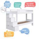 Ver imagem 3 de Beliche Infantil para Quarto com Escadas e Estante 143cm MDP Branco Solteiro Completa Móveis