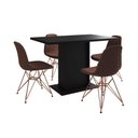 Ver imagem 6 de Mesa Jantar Londres Tampo Preto 120cm 4 Cadeiras Base Cobre Estofado Caramelo