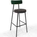 Ver imagem 3 de Kit 03 Banquetas Alta Bar Cozinha Sala De Jantar Milão L02 Facto Verde Linho Chumbo - Lyam Decor