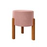Puff Thor Banquinho Redondo Pés em Madeira Maciça Suede Rosa - 1