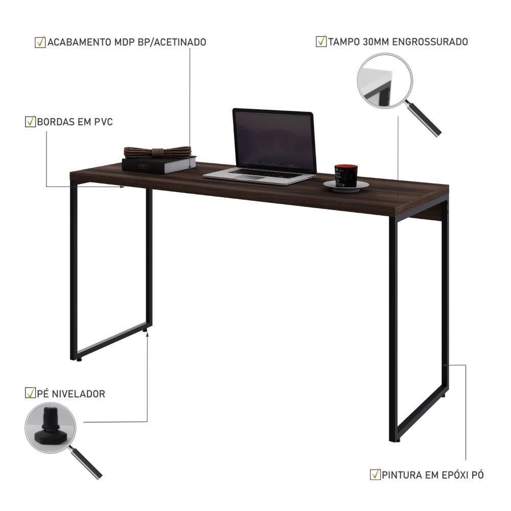 Mesa Dynamica 135x50x75cm Nogal - Est.preta Nogal - Est.preta - 4