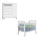 Ver imagem 1 de Berço Americano Lila e Cômoda Infantil Ternura Baby Branco Brilho - Incorplac
