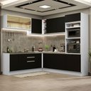 Ver imagem 1 de Armário de Cozinha Completa de Canto 459cm Branco Preto Glamy Madesa 01