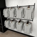 Ver imagem 1 de Arara de Roupas para Loja Quarto Closet 15 Peças Regulável 200x100 Cm Cor Preto Kit Clst1p154