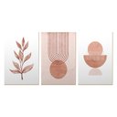 Ver imagem 1 de Trio de Quadros Decorativos Abstrato Formas Rosa Minimalista