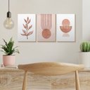 Ver imagem 2 de Trio de Quadros Decorativos Abstrato Formas Rosa Minimalista