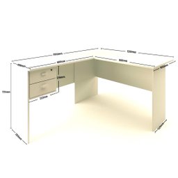 Escrivaninha em L 2 Gavetas 150x120cm Thor Espresso Móveis - 3