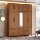 Ver imagem 2 de Guarda Roupa Casal Londres Triplex 11 Portas 6 Gavetas Jatobá com Espelho - Santos Andirá