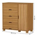 Ver imagem 3 de Comoda 4 Gavetas 1 Portas Mdf 81 Cm Bela Nature Decmade