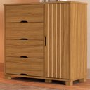 Ver imagem 2 de Comoda 4 Gavetas 1 Portas Mdf 81 Cm Bela Nature Decmade