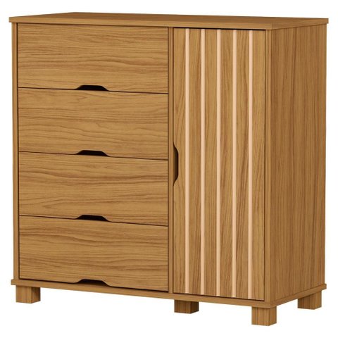 Comoda 4 Gavetas 1 Portas Mdf 81 Cm Bela Nature Decmade