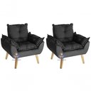 Ver imagem 1 de Kit 02 Poltrona Opala Suede Preto