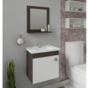 Ver imagem 1 de Conjunto para Banheiro Iris com Espelho e 1 Porta - Café/Branco