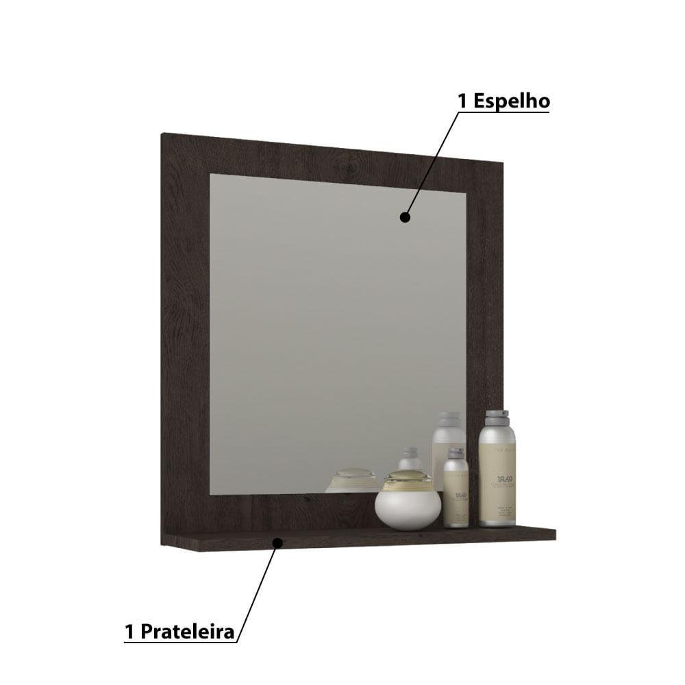 Conjunto para Banheiro Iris com Espelho e 1 Porta - Café/Branco - 4