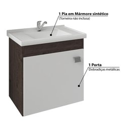 Conjunto para Banheiro Iris com Espelho e 1 Porta - Café/Branco - 3