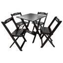 Ver imagem 1 de Conjunto Mesa Dobrável 60x60 com 4 Cadeiras de Madeira Jack Preta - Tarimatã