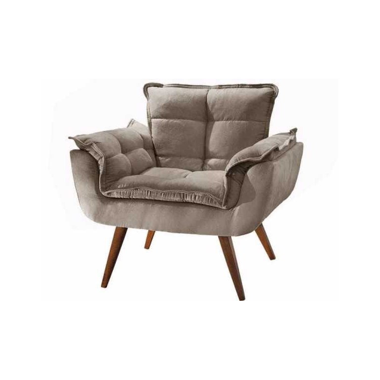 Poltrona Decorativa Sala Recepção Escritório Opala Base Palito 1 Lugar - Capuccino