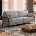 Ver imagem 2 de Sofá Living 3 Lugares 222cm Pés Madeira Roya M22 Linho Cinza - Mpozenato