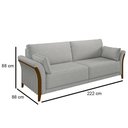 Ver imagem 4 de Sofá Living 3 Lugares 222cm Pés Madeira Roya M22 Linho Cinza - Mpozenato