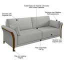 Ver imagem 3 de Sofá Living 3 Lugares 222cm Pés Madeira Roya M22 Linho Cinza - Mpozenato
