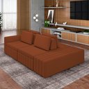 Ver imagem 1 de Sofá Ilha com Encosto e Almofadas Móveis Olimpo 285cm Modulado Linho Terracota G45 - Gran Belo