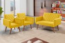 Ver imagem 4 de Conjunto Anabelle 2 Poltronas de 1 Lugar 1 Poltrona 2 Lugares Braço Unidecor Amarelo