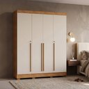 Ver imagem 3 de Guarda Roupa Roupeiro Casal Domus Max 4 Portas 3 Gavetas 8 Prateleiras 3 Cabideiros Cedro/Off White