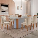 Ver imagem 1 de Mesa de Jantar Isadora 180cm Tampo Mdf Vidro Canto Copo e 6 Cadeiras Melissa